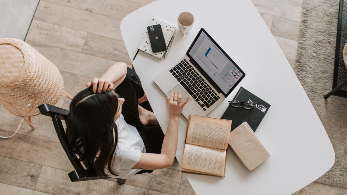 Woman working on SEO for her website